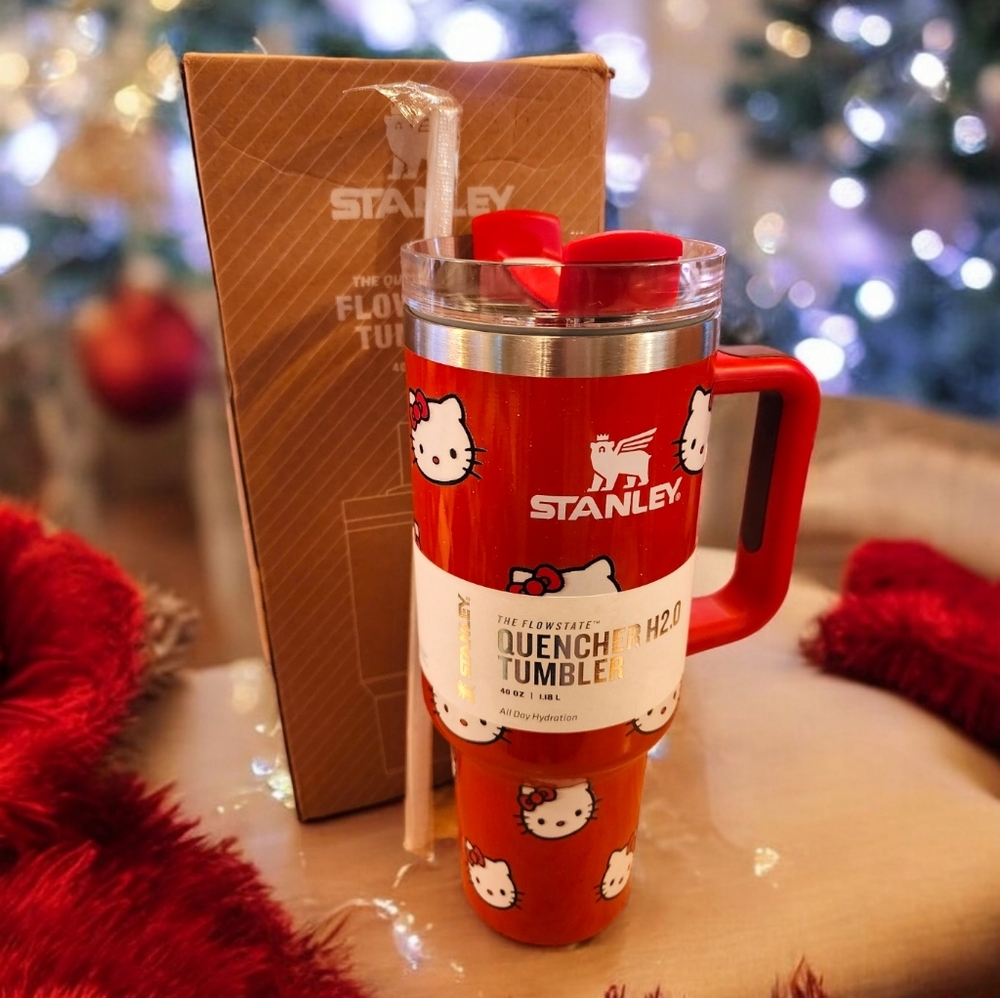 Stanley Tumbler Red Glitter Hello Kitty 40 oz Big Stanley Tumbler NIB
